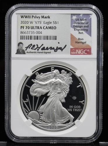 2020-W American Eagle 'V75' Privy NGC PF70 Ultra Cameo