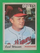 1970 Topps EARL WEAVER #148 Baltimore Orioles EX Light Wear, Clean, Great Color