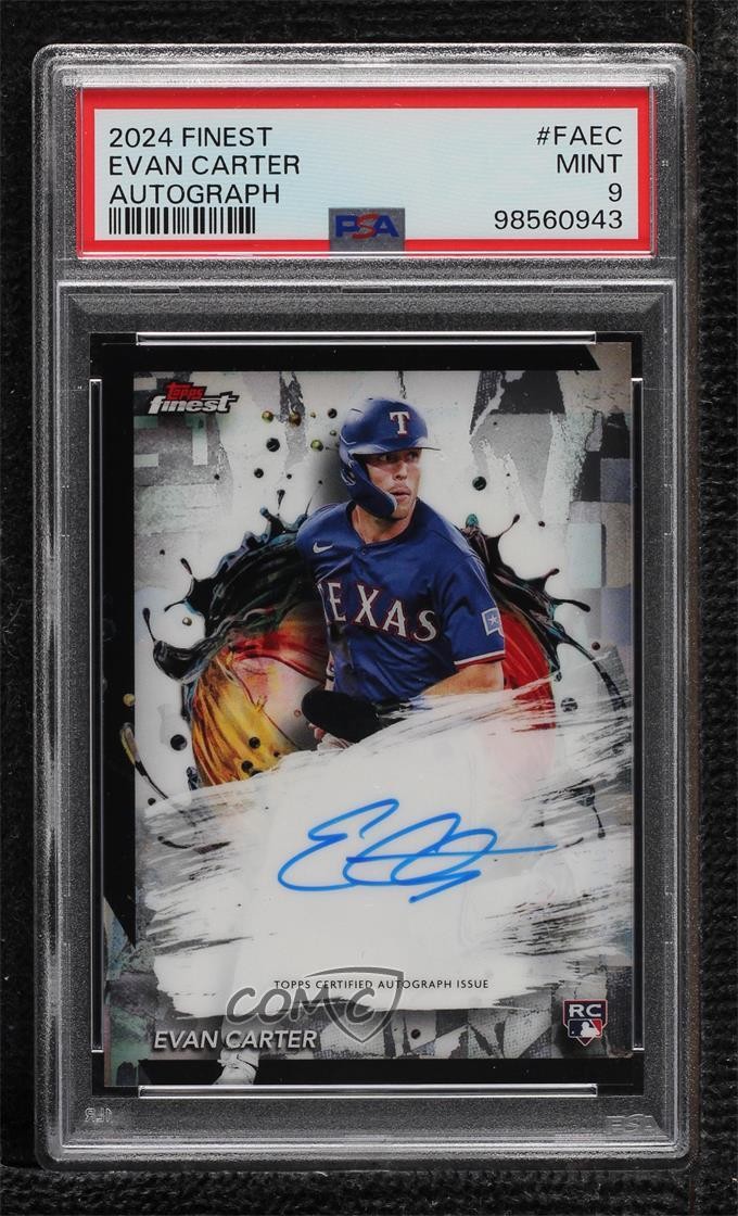 2024 Topps Finest Finest Auto Evan Carter #FA-EC PSA 9 MINT Rookie Auto RC 0e2x
