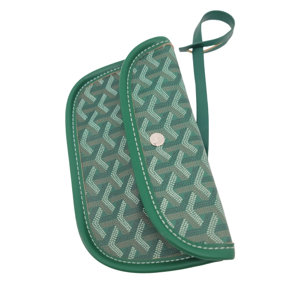 Goyard Saint Louis Green Canvas Leather Pouch Wallet | eBay