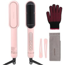 Negative Ionic Hair Straightener Brush with 9 Temp Settings, 30s Fast Heating...