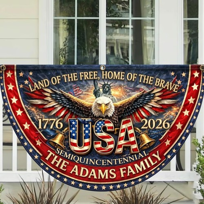 #ad Custom Land of Free Home of Brave Semicircle Flag 250th Patriotic Banner $32.98