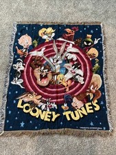 Warner Bros 1998 Tapestry Throw Blanket Detective Looney Tunes Bugs Bunny Taz