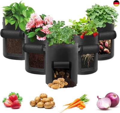 LITLANDSTAR Potato Grow Bag, 5-Pack 10 Gallonen Vegetable Grow Plant Bags mit