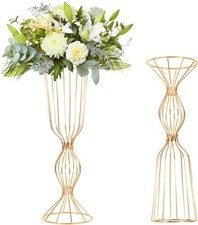 2Pcs Gold Vases Centerpieces 23.6in/60cm Metal Tall Elegant Metal Flower