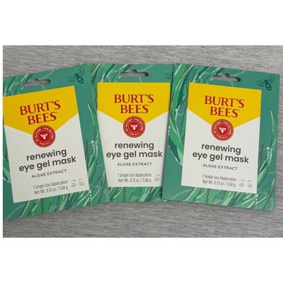 Burt's Bees Renewing Eye Gel Mask Algae Extract 3 Packs Single Use New