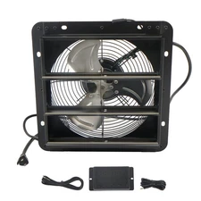 Shutter Exhaust Fan 10'' Wall Mount Attic Fan W/ Temperature Humidity Controller