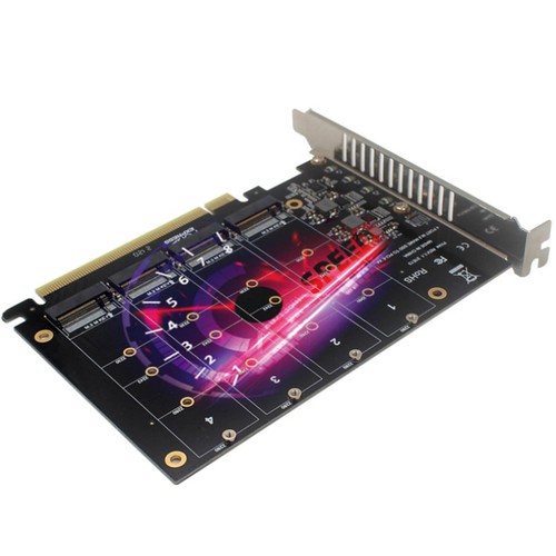 4-Port M.2 NVME SSD to PCIe 3.0 4.0 X16 Adapter 4 Disk Expansion Card 4 x 32Gbps - Afbeelding 9 van 10