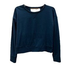 Nike Dri-Fit Women's Boxy Oversized Crewneck Sweatshirt Open Back Blue Sz S