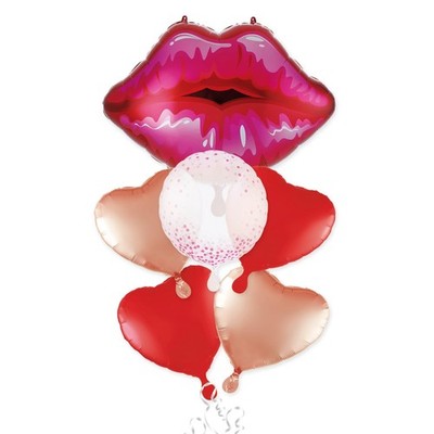 Huge 30inch Red Lip Foil Balloons Set 6 Pieces, Red Hearts and Lips For Make ...