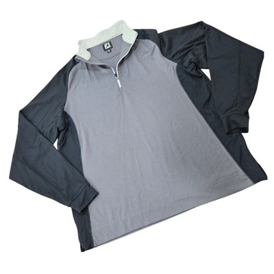FootJoy Gray and Black Quarter-Zip Gold Pullover Size Large
