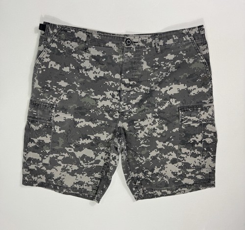 Rothco BDU Cargo Shorts Men's 35-39 Gray Digital Camo Adjustable Waist Army Work