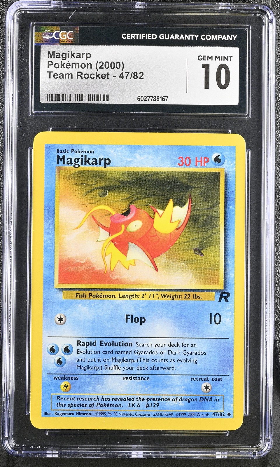 Magikarp 47/82 Team Rocket Pokemon CGC 10 Gem Mint