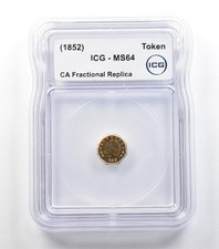 (1852) California Fractional Gold Token 1/2 Dollar Indian Head MS64 ICG *3967