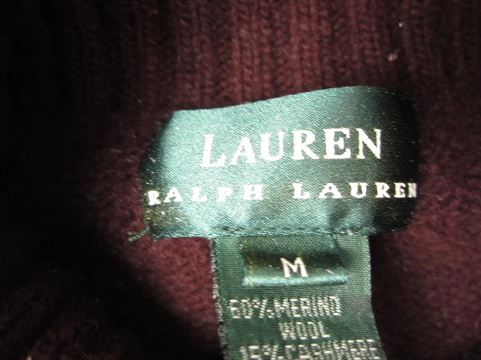 Suéter Vintage Ralph Lauren Para Mujer Mediano Rojo Lana Cachemira Angora Cuello Alto Foto 4 de 4