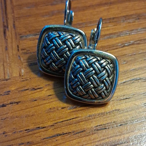 sterling silver drop earrings with woven design