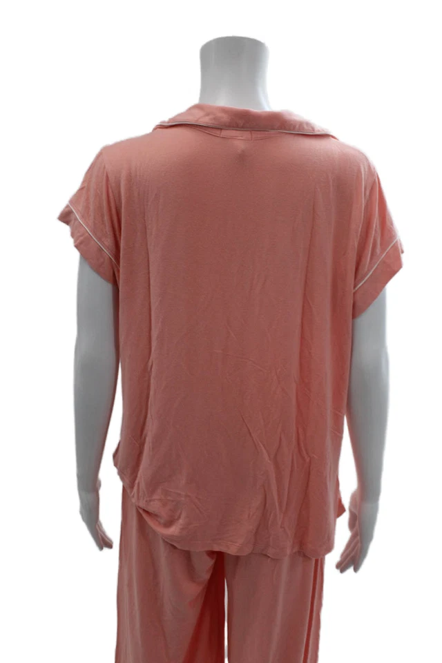 Conjunto de pijama Eberjey para mujer manga corta con bolsillos abotonados salmón talla M Foto 4 de 4