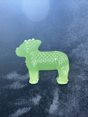 Foo Dog Ch'i Lin Guardians Ming Dynasty Jade Glass 3'' Standing Franklin Mint