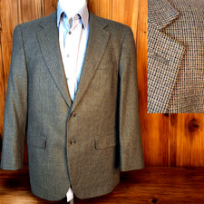 Chaps Sport Coat Mens 42R Brown Check Lambswool