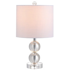Jonathan Y 17.5 Clear Crystal Table Lamp Glam Double Sphere Mini Nightstand