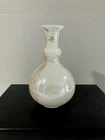 Vintage Murano Italy White Opalescent Glass Vase Pulegoso Handcrafted 7"