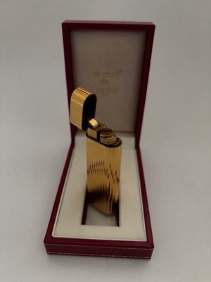 Cartier Les Must de Cartier Gold-Tone Lighter w/ Red Box & Papers