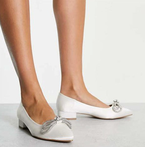 Be Mine by ASOS embellished Satin finish Bridal Flats Ivory