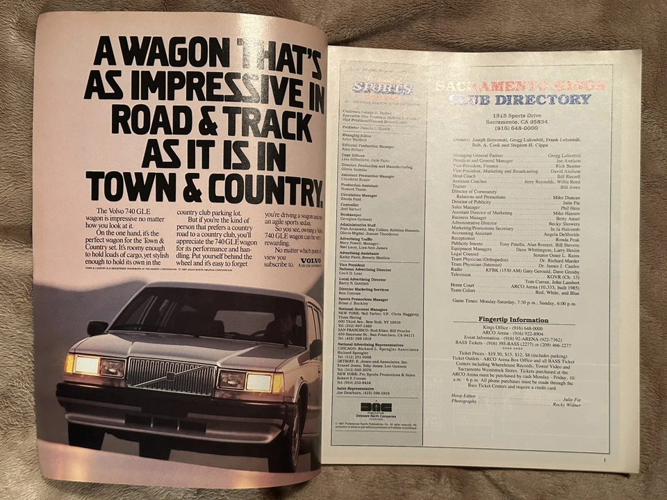 REVISTA NBA HOOP SACRAMENTO KINGS VS LA LAKERS PROGRAMA MAGIC JOHNSON CUBIERTA 1988 Foto 3 de 4