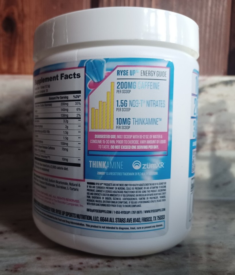 RYSE PreWorkout Powder 25 Servings Blue Raspberry Ring Pop 11 oz 06/
