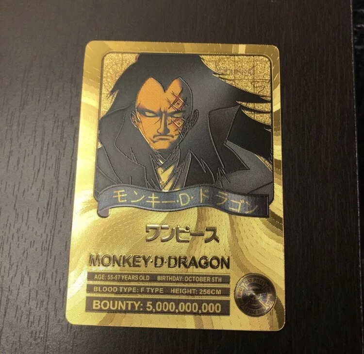 24k Gold Foil Plated One Piece Monkey D Dragon Anime Card