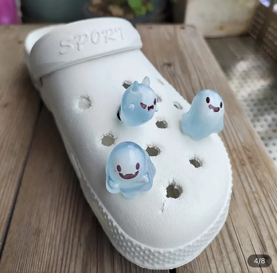 6 piezas Brilla en la Oscuridad Fantasma Halloween Para Cocodrilo Dijes Zapato Joyería Decoración Foto 4 de 4