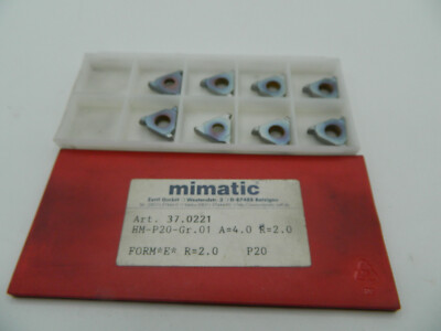 8 Stück Mimatic HM-P20-Gr. 01 A=4.0 R=2.0 P20 Wendeschneidplatten Carbide Insert