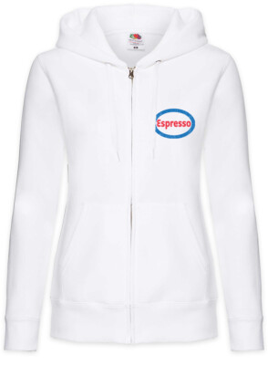 Espresso Damen Zipper Hoodie Esso Fun Kaffee Coffeine Koffein Tankstelle