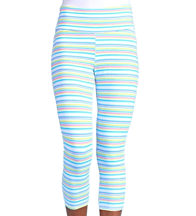 FRESH PRODUCE X-Small White PROMENADE Stripe Oceanside Capri Leggings NWT New XS