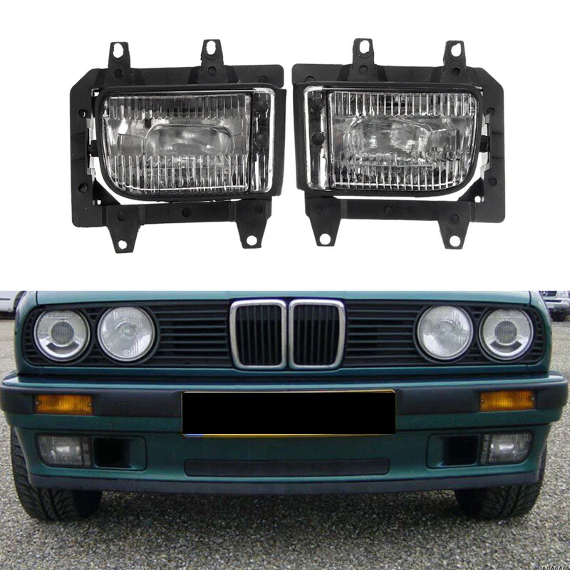 For BMW E30 85 93 3 Series 2 4 DR Front Bumper Clear OE Fog Lights