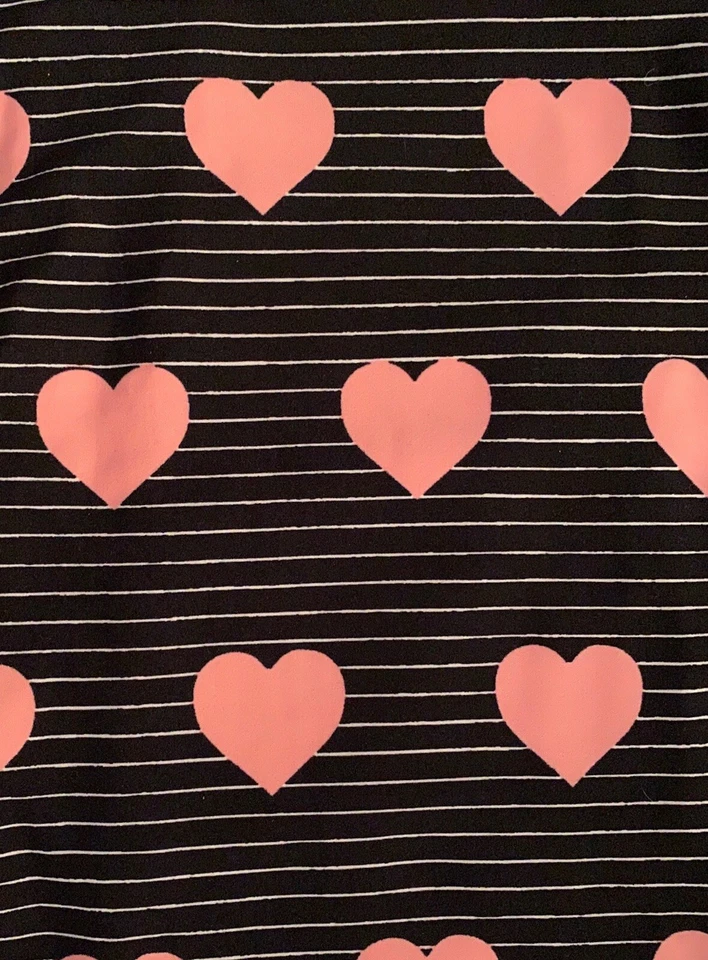 NUEVO CON ETIQUETAS Conjunto TC LuLaRoe PINK HEARTS Leggings y L NEGRO BLANCO RAYA Perfecto T Top Foto 4 de 4