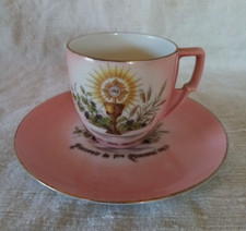 Royal EPIAG, tasse et soucoupe assorties rose "souvenir de communion"