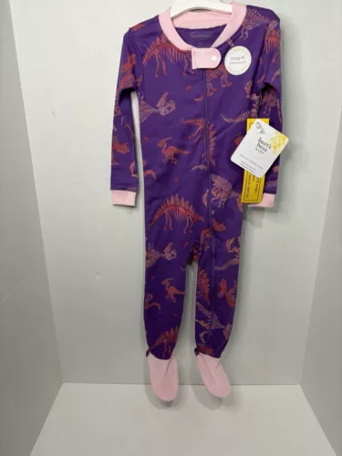 Burt's Bees BabyPajamas Zip-front  Footed Sleeper Dinosaur Pattern 18 mo