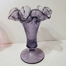 Fenton Lavender Ruffled Trumpet Vase