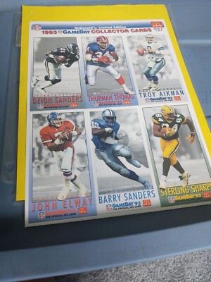 1993 McDonalds Limited Edition NFL GameDay Collector Cards Set of 3 uncut  sheets | eBay