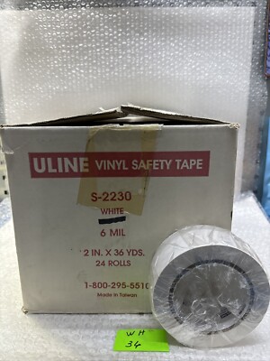 ** New Uline White Industrial Safety Tape S-2230 2 X 36 yds (Qty Of 24)#