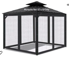 AONEAR Gazebo Universal Replacement Mosquito Net Only, BLACK, 10ft X10ft, NEW. 