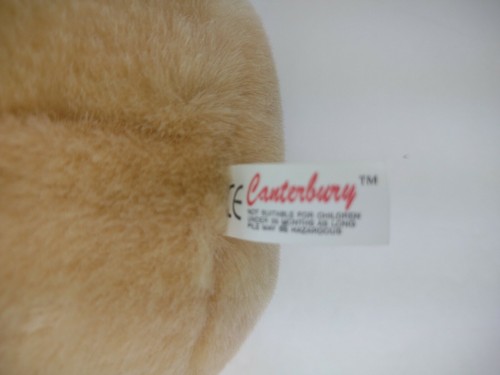 Canterbury Plush Teddy Bear W Purple Hat Bow 8" tall stuffed animal tan toy - Bild 4 von 6