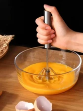 1pc Stainless Steel Egg Whisk, Simple Manual Egg Beater For Kitchen - NEW