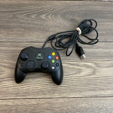 Original Xbox OEM S Type Black Controller with Breakaway Cable Tested.