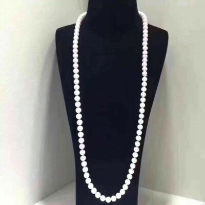 24 inch Japanese Akoya AAAA 9-10mm white pearl necklace 14K yellow