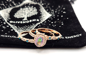 Authentic Olivenorma Stackable Rings Healing Stone Rose Gold Plated Ring sz 8