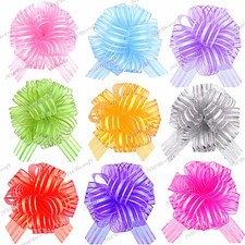 Large 6 Inch Pompoms Pull Bows Organza Ribbon Bow Wedding Party Gift Wrap