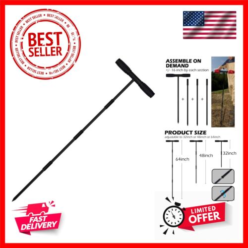 64 Inch Metal Ground Soil Probe Rod - Adjustable Soil Sample Probe - T-Handle...