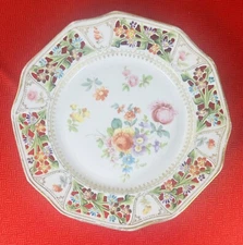 VTG Original Collectible Bavaria Plate Rudolf Wachter Germany Floral Reticulated